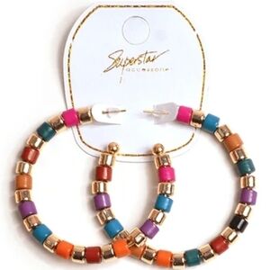 Vibrant Beaded Hoop Earrings- NWT